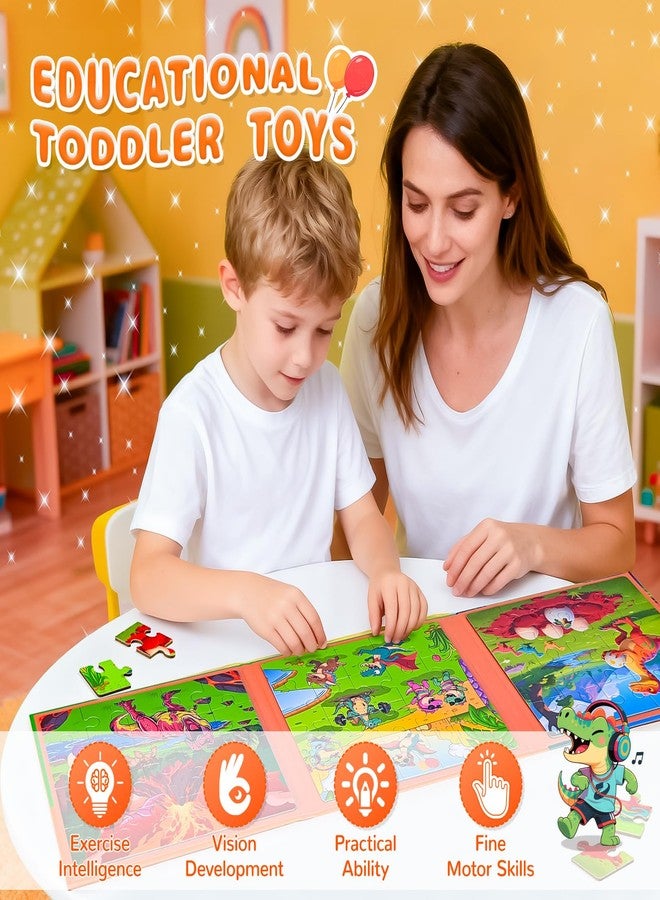JUANCHI 3x20 Pieces Magnetic Puzzles for Toddlers 3-5, The Growth Journey of Dinosaurs 3 in 1 Puzzles for Kids Ages 4-6, Car Airplane Road Trip Activities Toys for 3 4 5 6 Year Old Birthday - Image 5